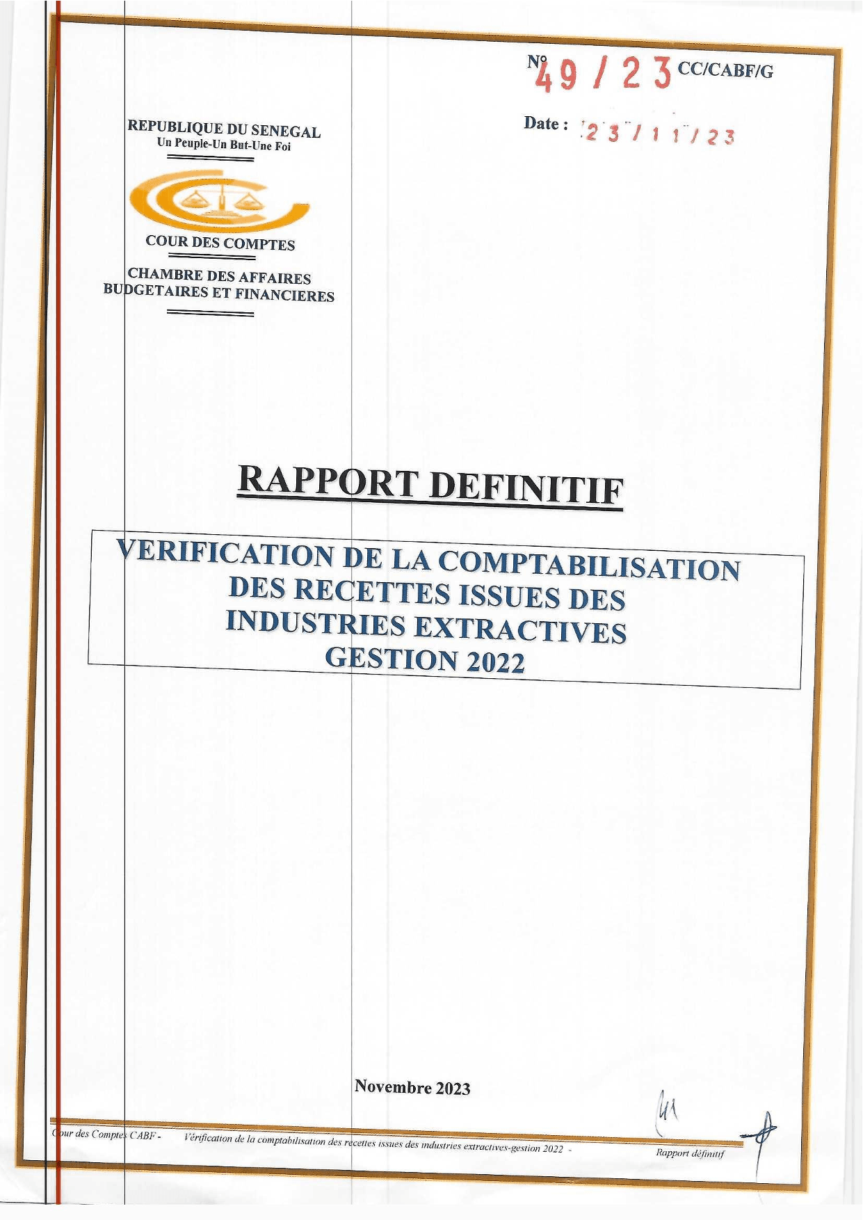 Cour des comptes Rapport ITIE 2022