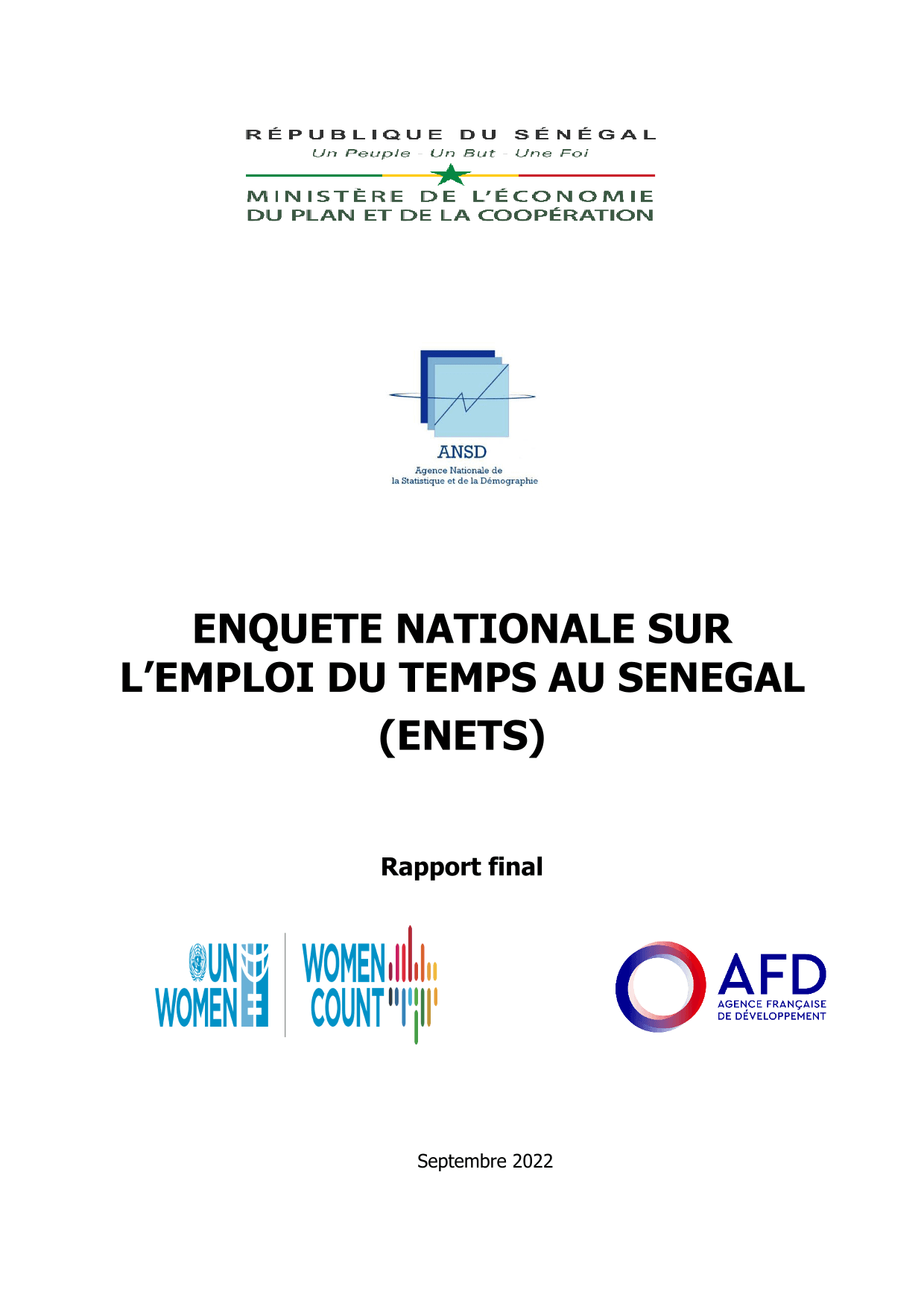 Enquête nationale sur l’emploi du temps au Sénégal (ENETS), rapport final 2021 – ANSD