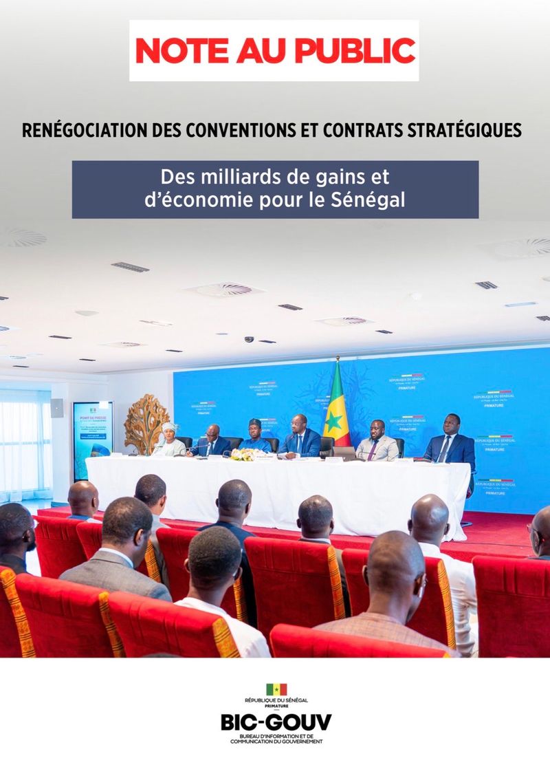 Note au Public - Renégociation des conventions et contrats stratégiques 
