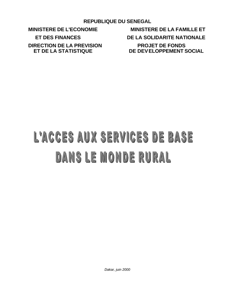 Inventaire des services sociaux de base au niveau des villages du Sénégal 2000 – Direction de la Pré