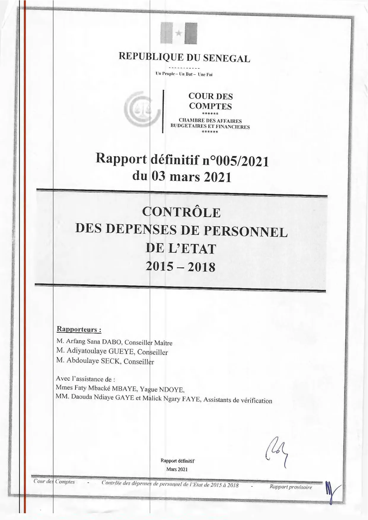 Cour des comptes Rapport dépenses personnel de l'état (2015-2018)