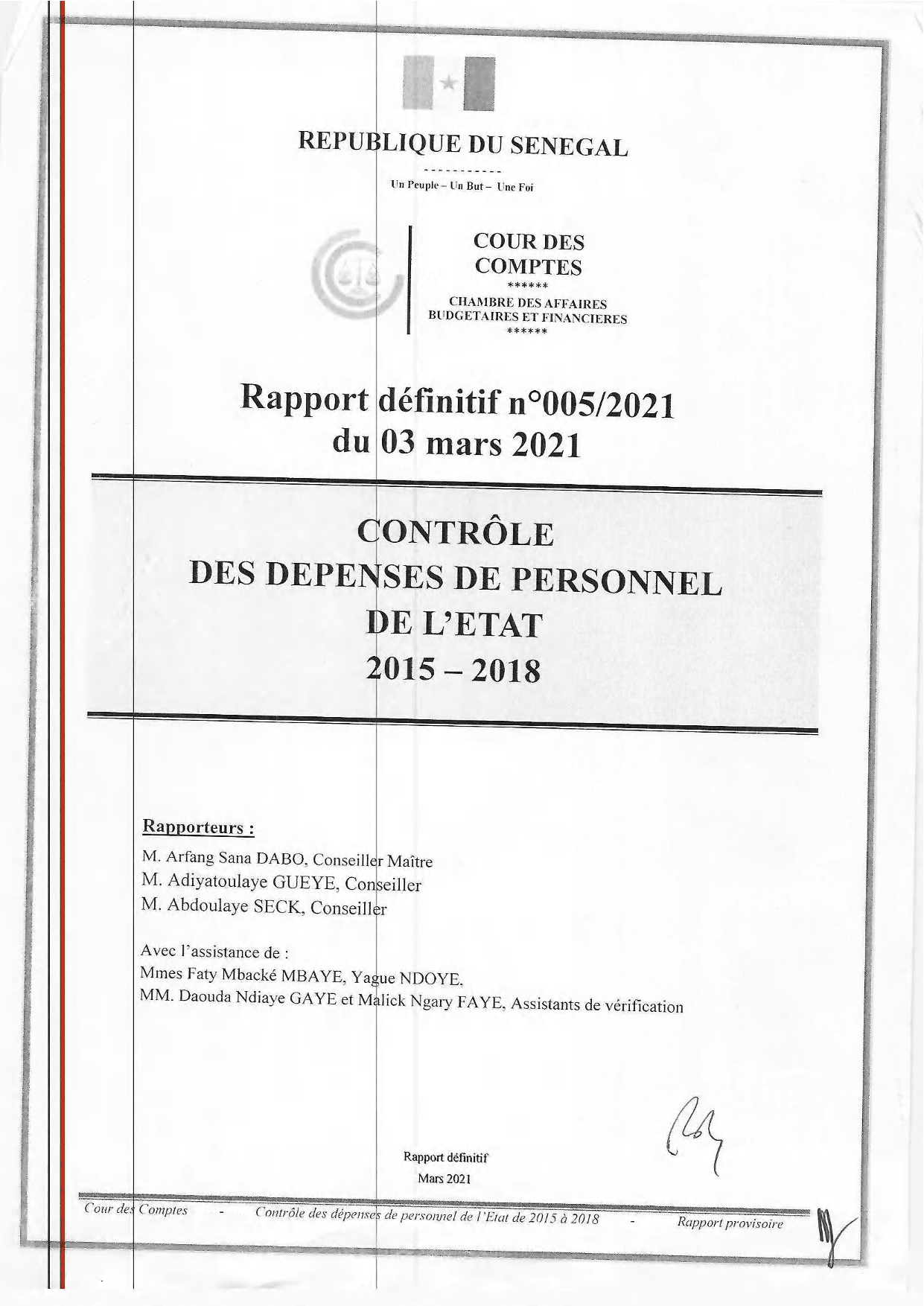 Cour des comptes Rapport dépenses personnel de l'état (2015-2018)