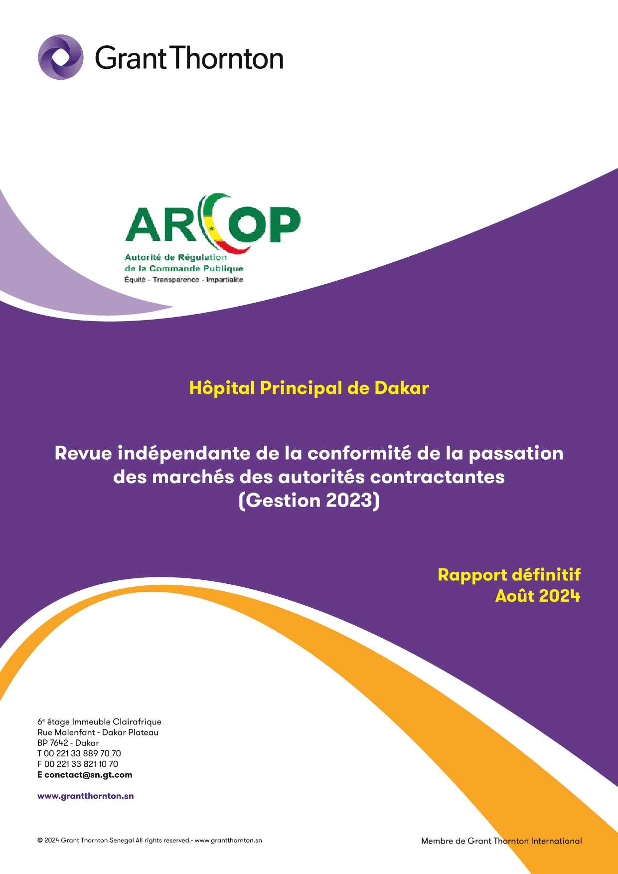 Revue indépendante de la passation des marchés de l’Hôpital Principal de Dakar, gestion 2023 – ARCOP