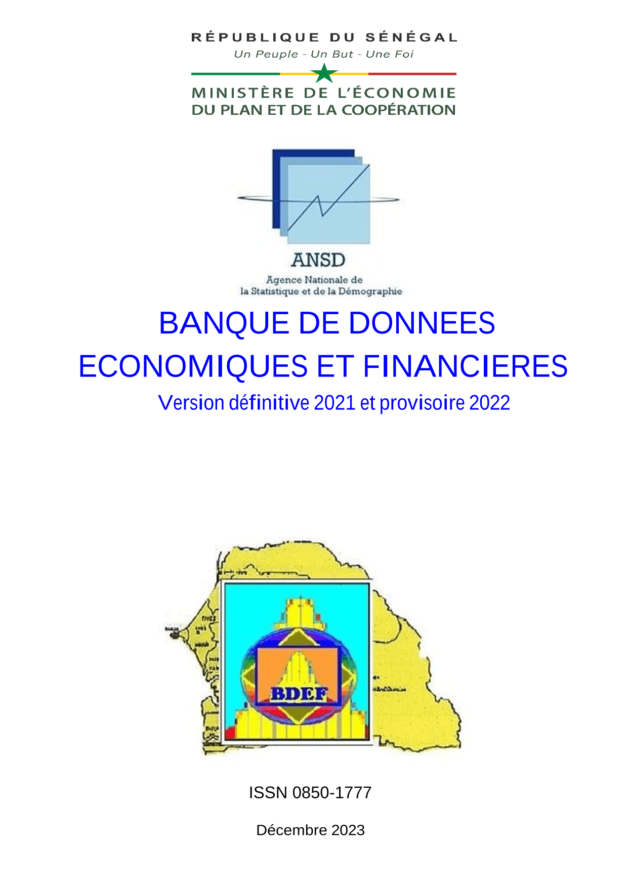 Banque de données économiques et financières 2022, version définitive 2021 et provisoire 2022 – ANSD