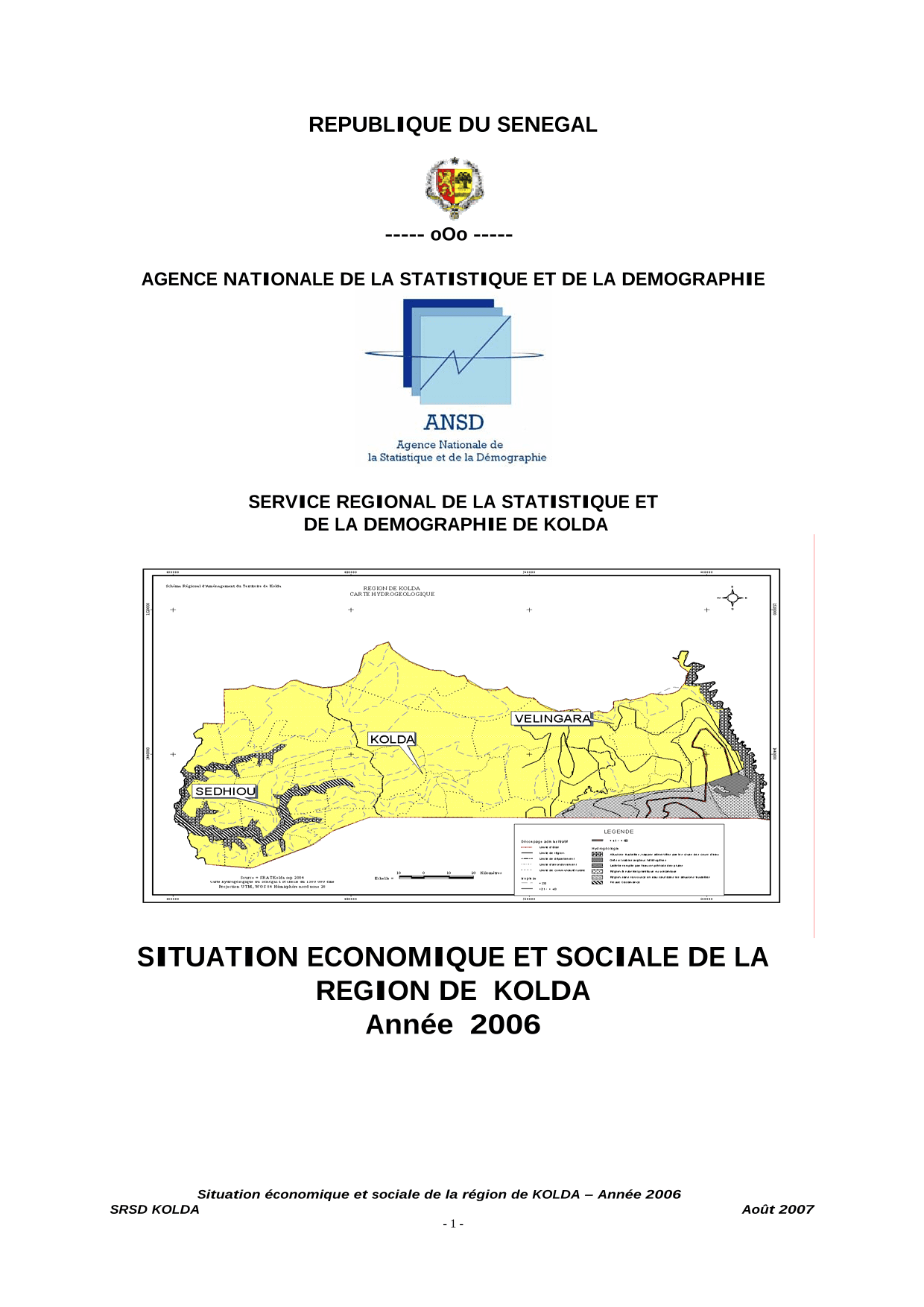 Situation économique et sociale (SES) de la région de Kolda 2006 – ANSD