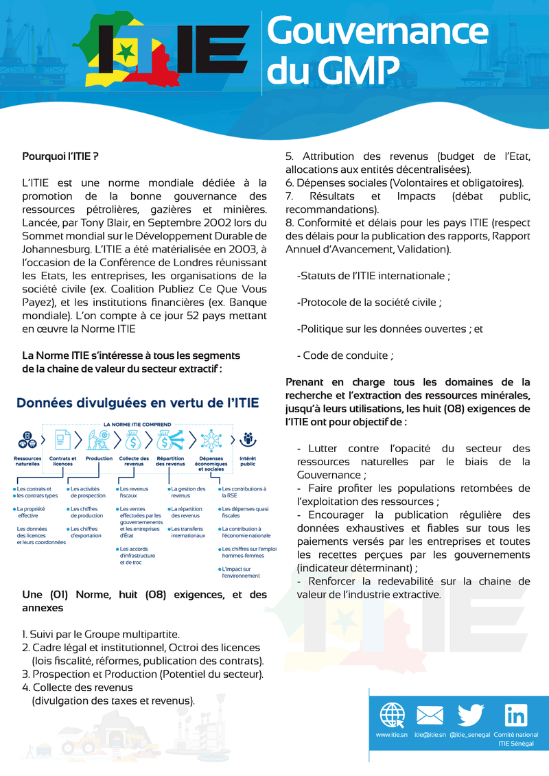 Fiche d’information sur l’Initiative pour la transparence dans les industries extractives (ITIE) au Sénégal – Comité national ITIE Sénégal