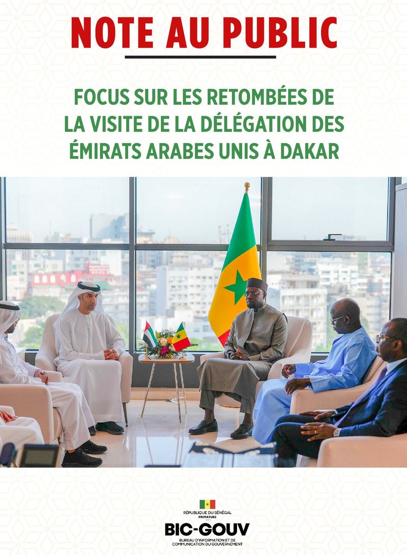 Note au Public - Retombées de la visite de la délégation des Émirats arabes unis à Dakar