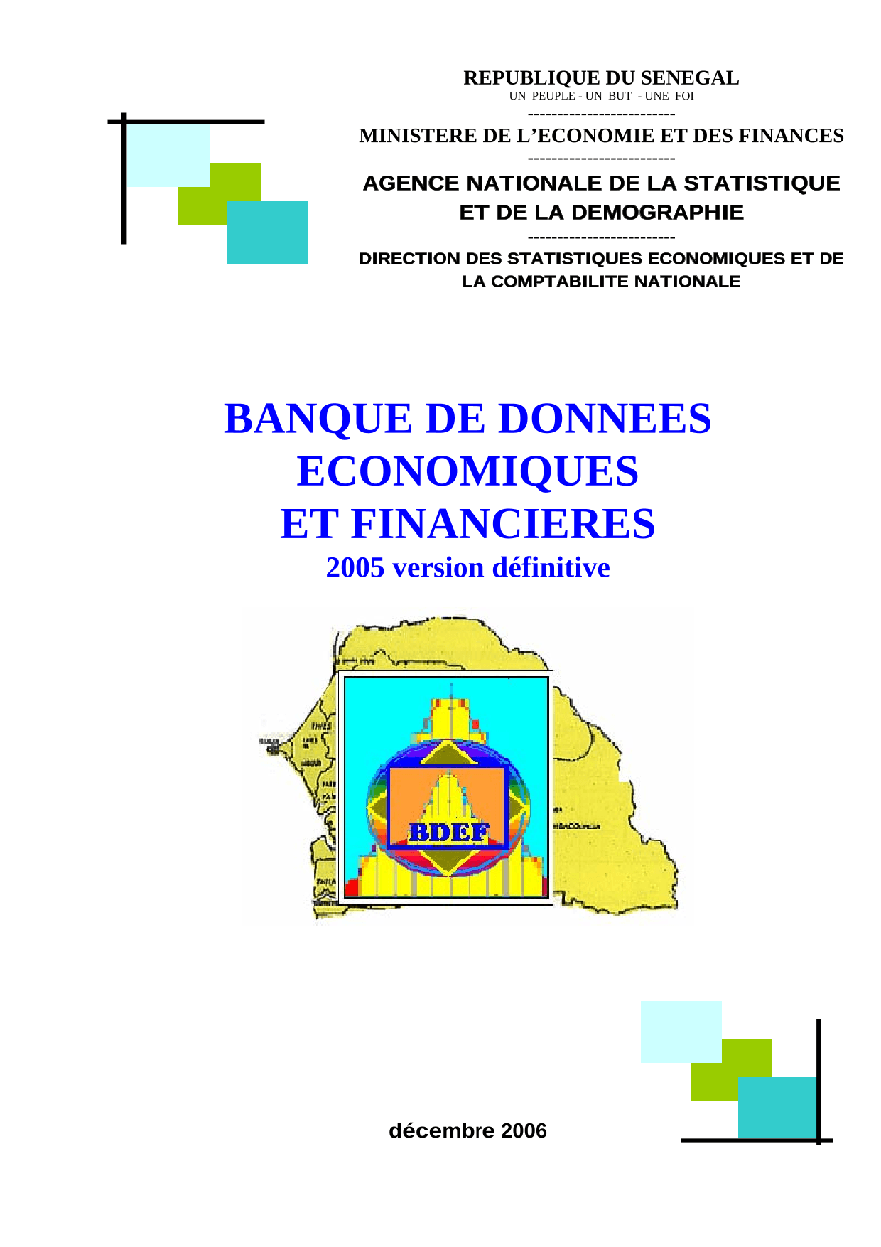 Banque de données économiques et financières 2005, version définitive – ANSD
