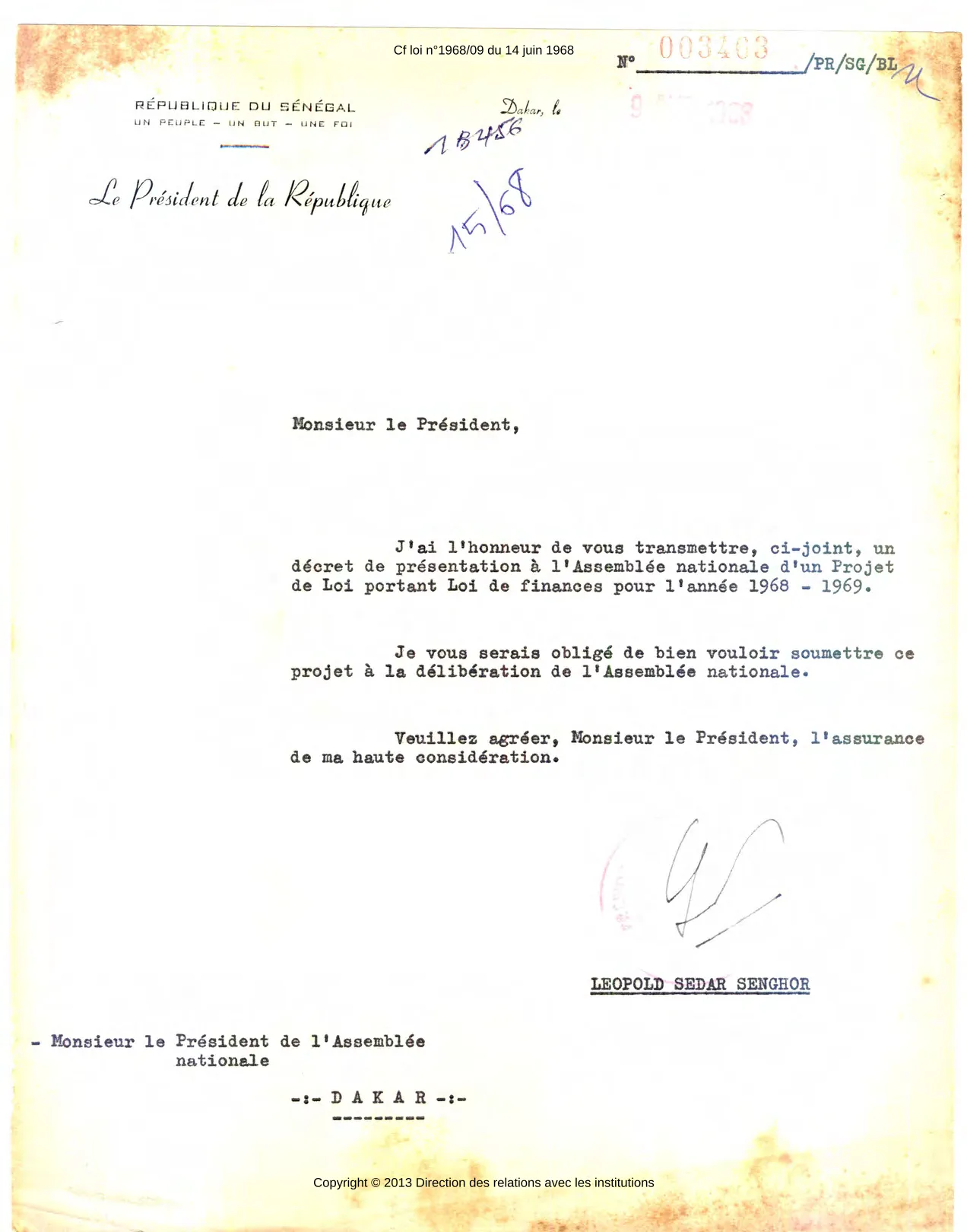 Loi de finances pour l'année 1968-1969 et rapports parlementaires associés