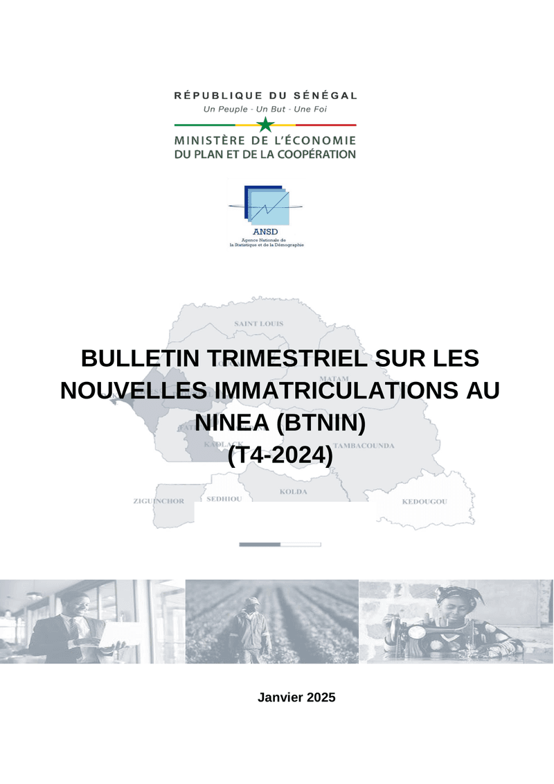Bulletin trimestriel sur les nouvelles immatriculations au NINEA au Sénégal T4 2024 – ANSD