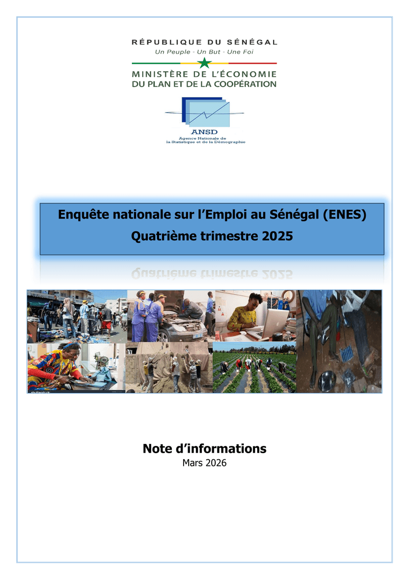 Enquête nationale sur l'emploi au Sénégal (ENES), quatrième trimestre 2025 – ANSD