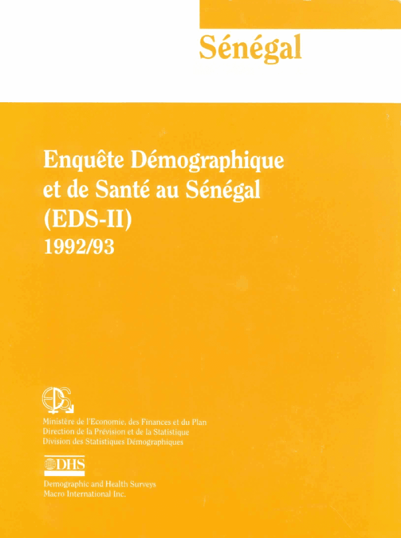 Enquête démographique et de santé au Sénégal (EDS-II) 1992/93 – Direction de la Prévision et de la S