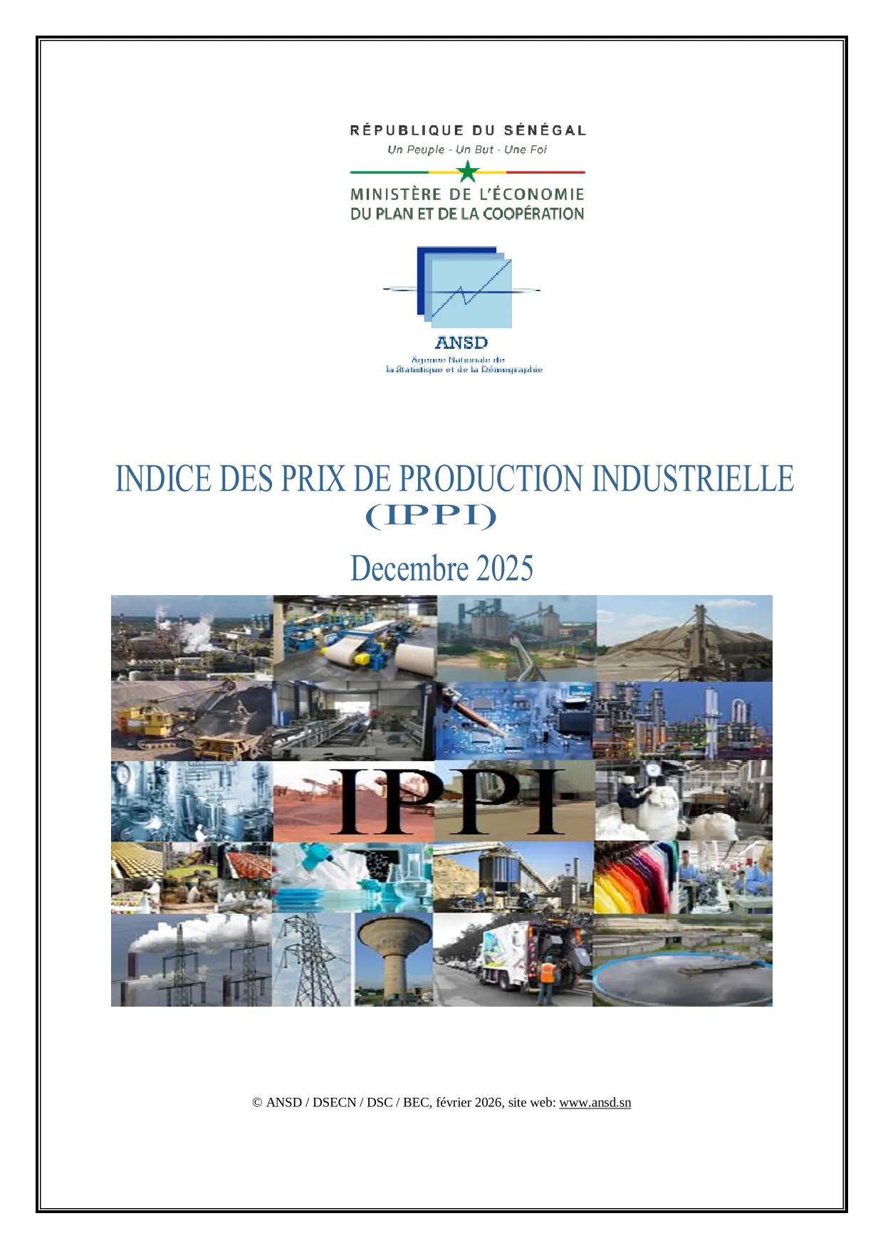 Indice des prix de production industrielle (IPPI), décembre 2025 – ANSD