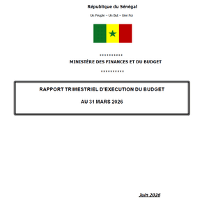 Rapport Trimestriel d'Exécution du Budget au 31 Mars 2026 (RTEB)