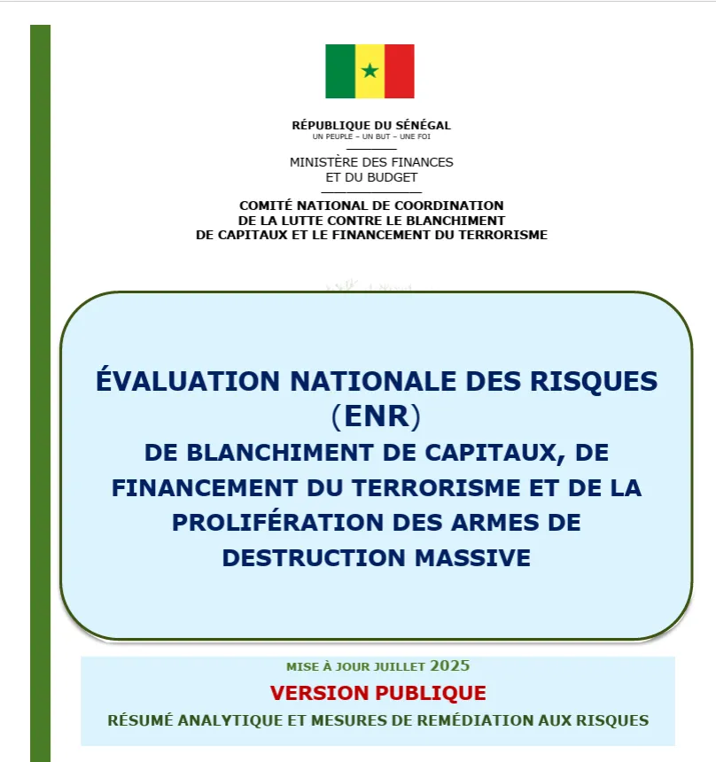 Évaluation nationale des risques (ENR) de blanchiment de capitaux, financement du terrorisme et prolifération des armes de destruction massive – Mise à jour juillet 2025 – Comité national de Coordination (CNC-LBC/FT)