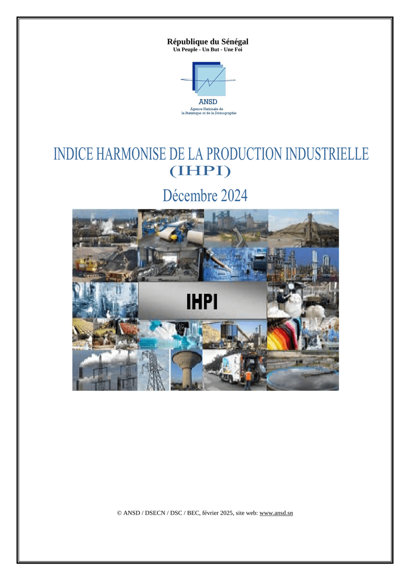 Indice harmonisé de la production industrielle (IHPI), décembre 2024 – ANSD