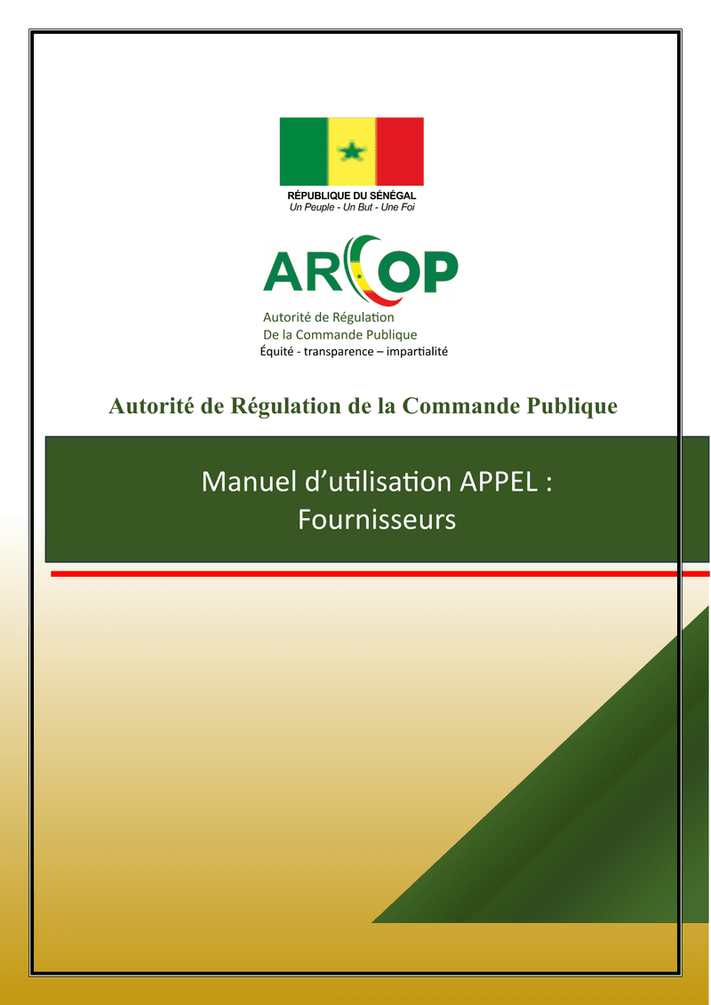 Manuel d’utilisation de la plateforme Achat Public en Procédures Électroniques (APPEL) pour les fournisseurs – Autorité de Régulation de la Commande Publique