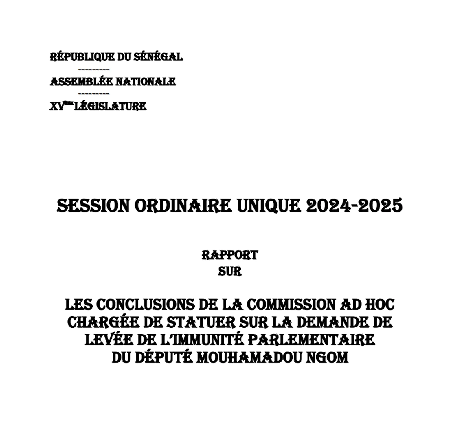 Levée Immunité parlementaire du député Mouhamadou Ngom dit Farba