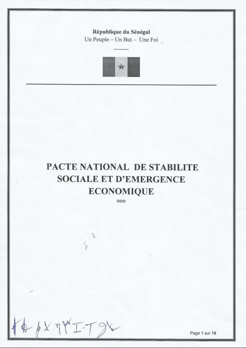 Pacte national de stabilité sociale et d'émergence économique 2014