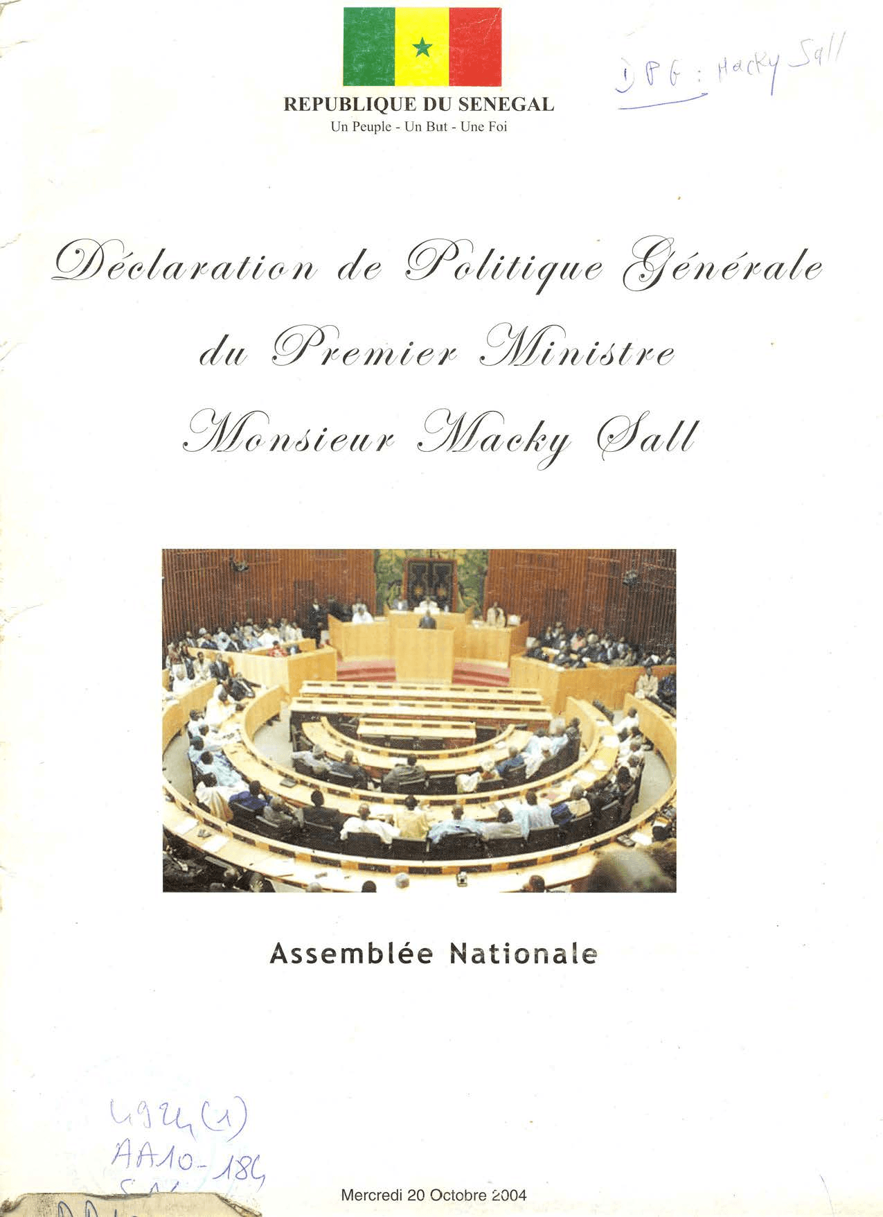 Déclaration de Politique Générale du Premier Ministre Macky Sall