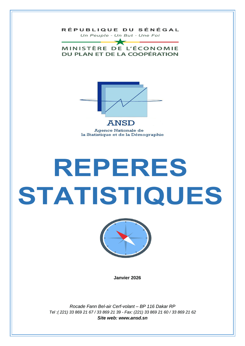 Repères statistiques de janvier 2026 – ANSD