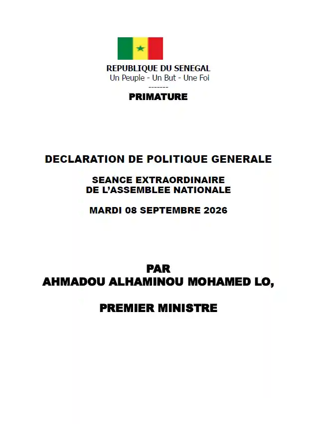 Aperçu Déclaration de Politique Générale (DPG) – Premier Ministre Ahmadou Alhaminous Mohamed Lo