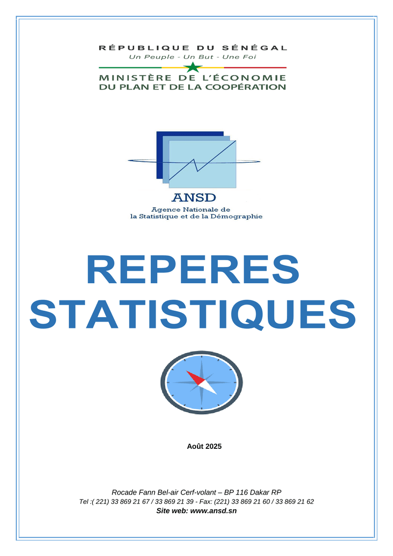 Repères statistiques, août 2025 – ANSD