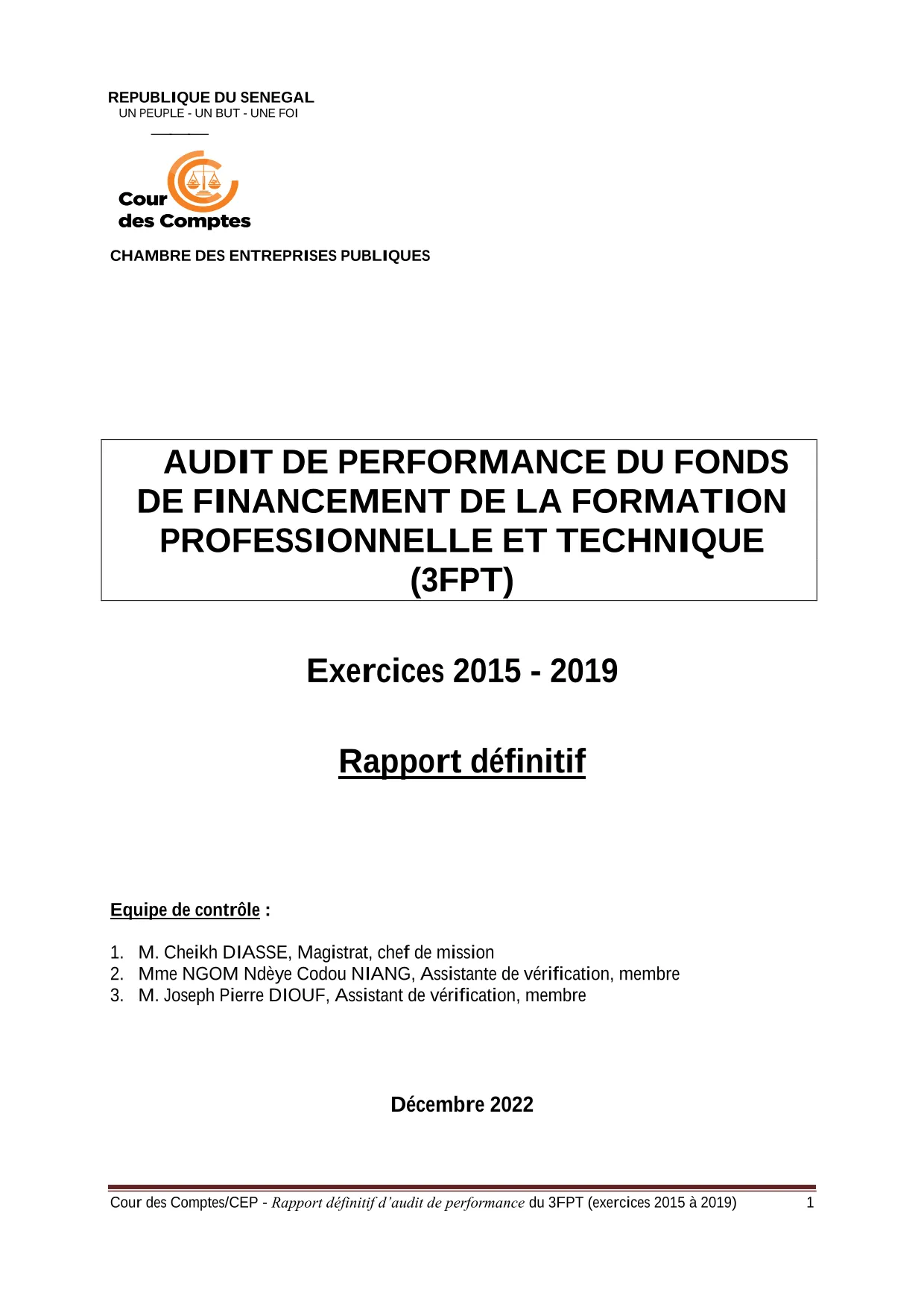 Cour des comptes Audit des performance du 3FPT (2015-2019) 