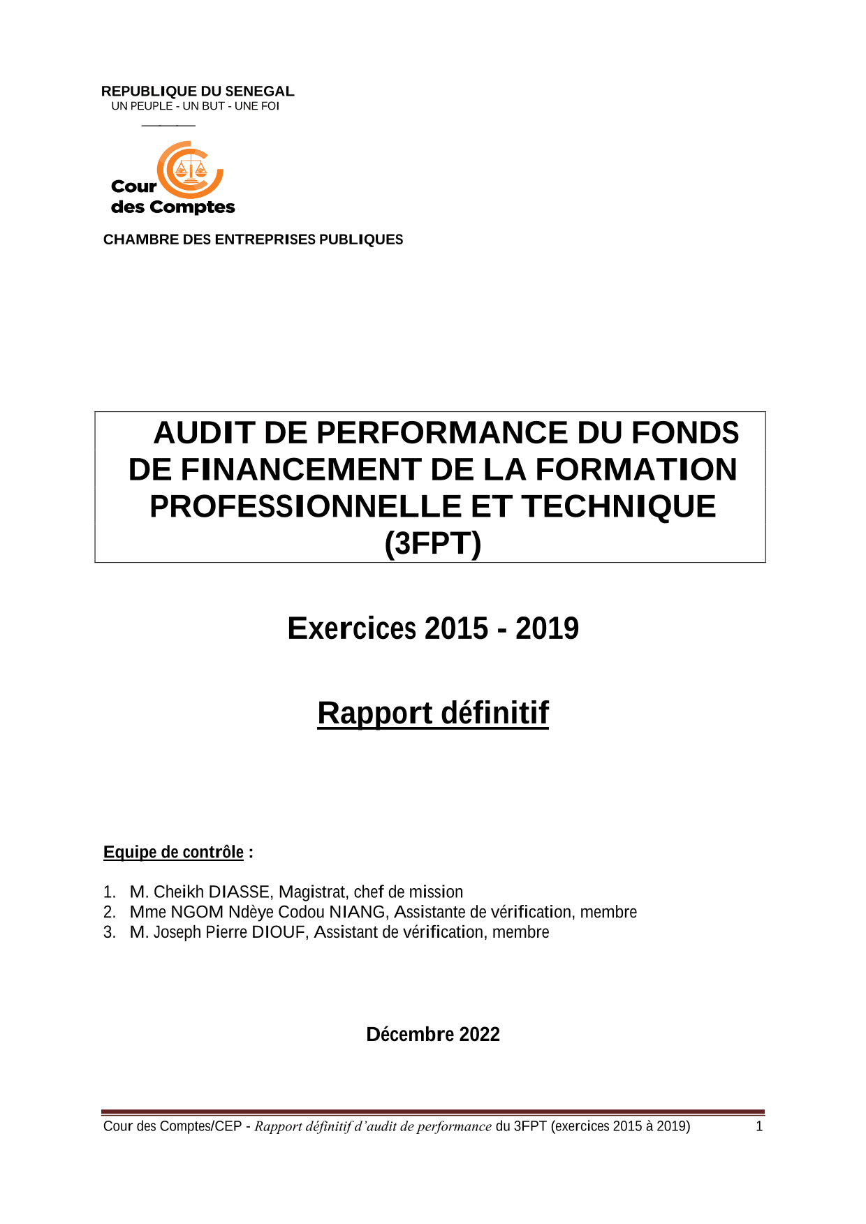 Cour des comptes Audit des performance du 3FPT (2015-2019) 
