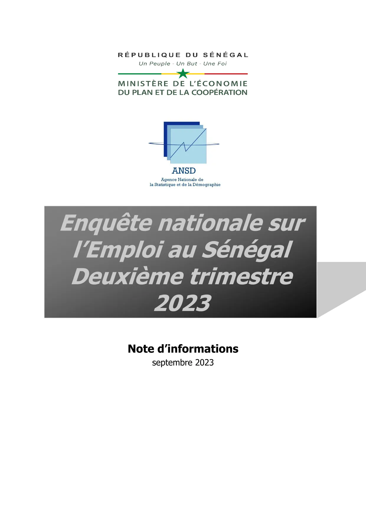 Enquête nationale sur l'emploi au Sénégal (ENES), deuxième trimestre 2023 – ANSD