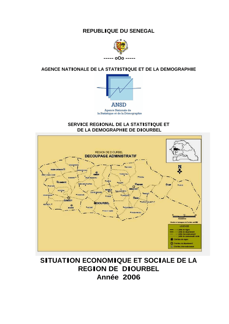 Situation économique et sociale (SES) de la région de Diourbel 2006 – ANSD