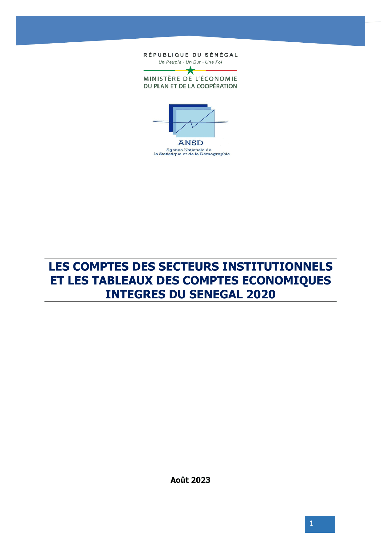 Comptes des secteurs institutionnels et tableaux des comptes économiques intégrés du Sénégal 2020 – 