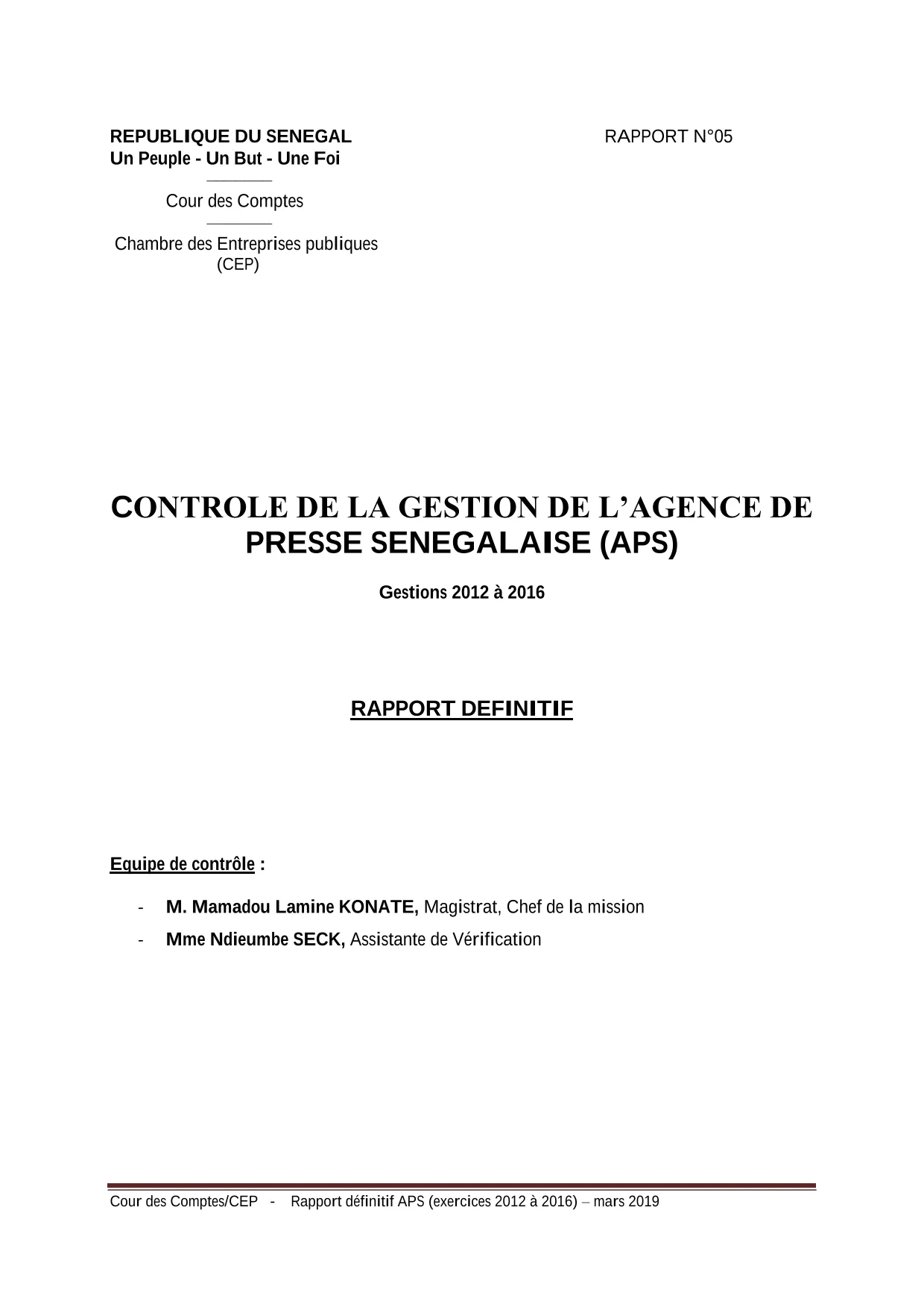 Cour des comptes Rapport contrôle APS (2012-2016)