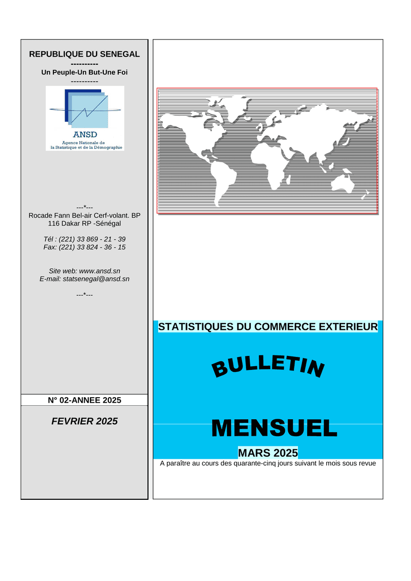 Bulletin mensuel des statistiques du commerce extérieur (BMSCE) du Sénégal, février 2025 – ANSD