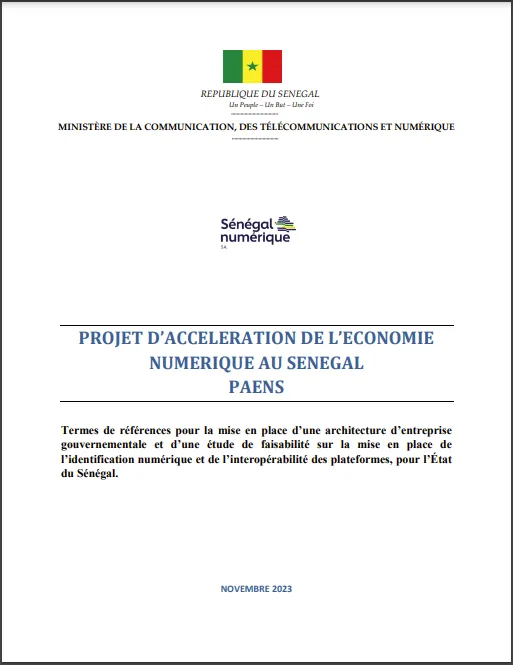 Projet d'Accélération de l'Economie Numérique au Sénégal (PAENS)