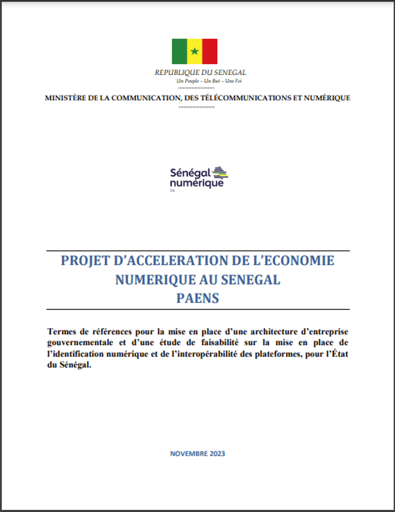 Projet d'Accélération de l'Economie Numérique au Sénégal (PAENS)