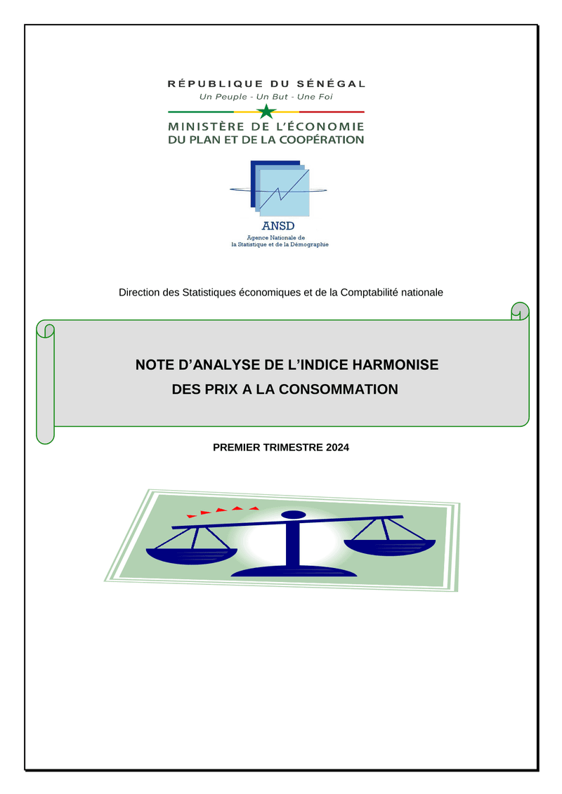 Note d'analyse de l'Indice harmonisé des prix à la consommation (IHPC), premier trimestre 2024 – ANS
