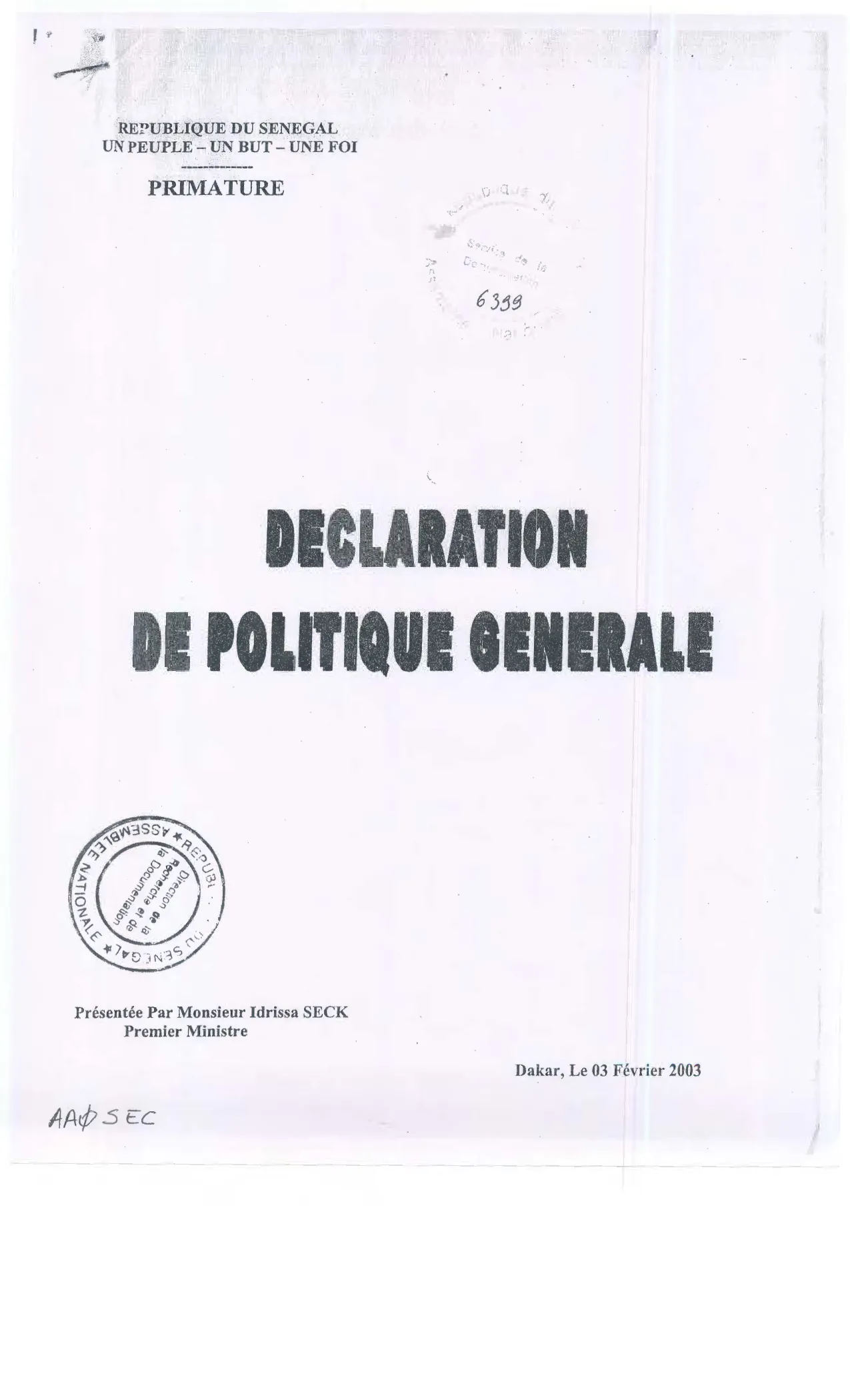 Déclaration de Politique Générale