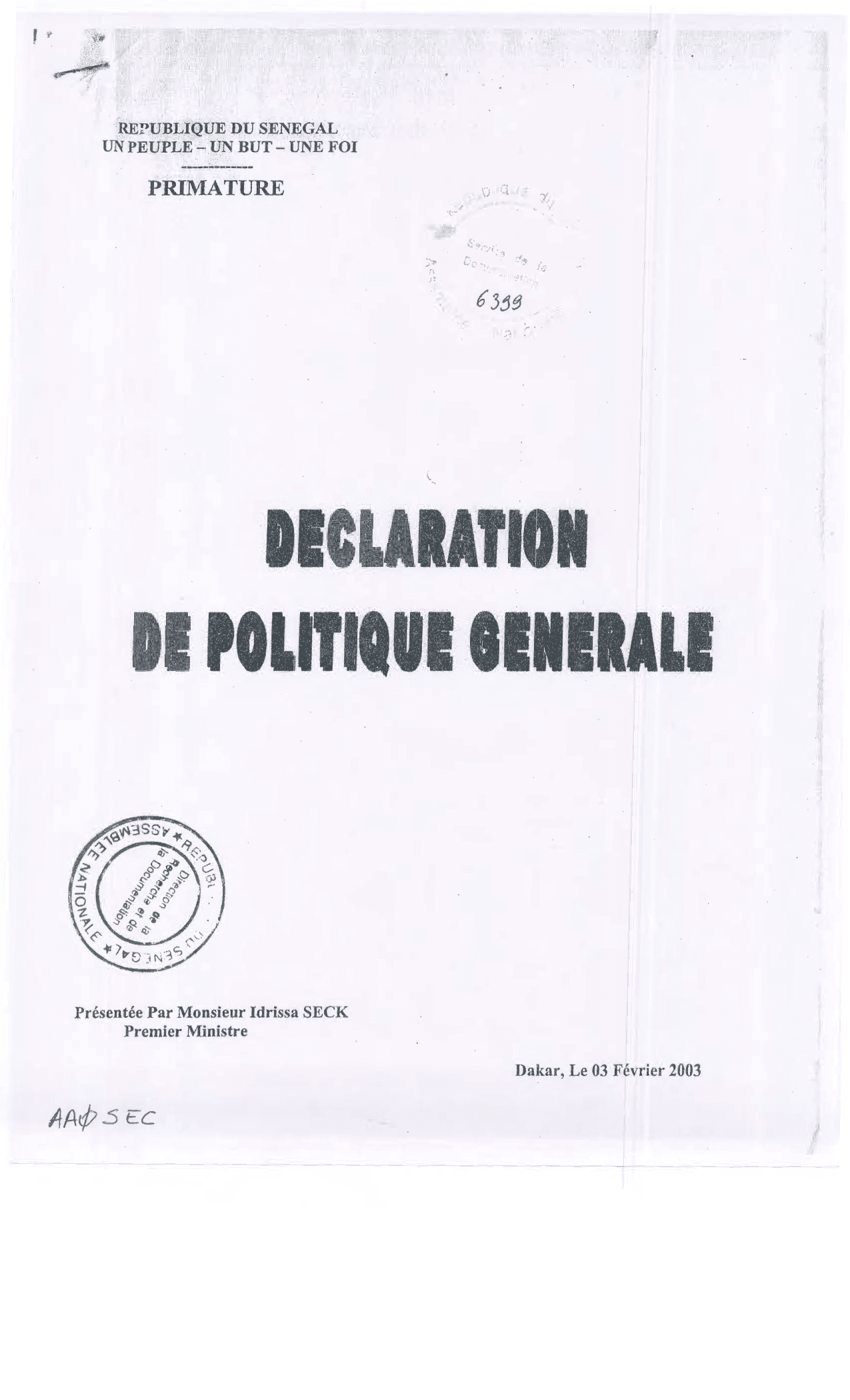 Déclaration de Politique Générale