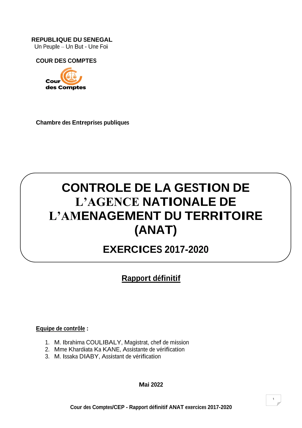 Cour des comptes Rapport contrôle ANAT (2017-2020)