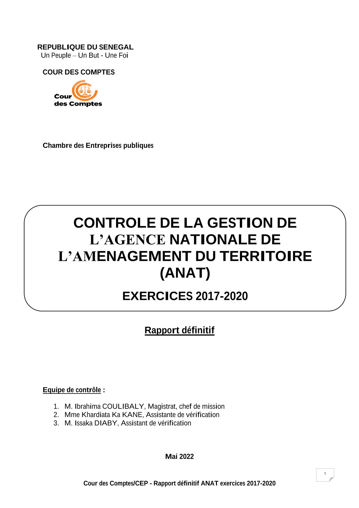 Cour des comptes Rapport contrôle ANAT (2017-2020)