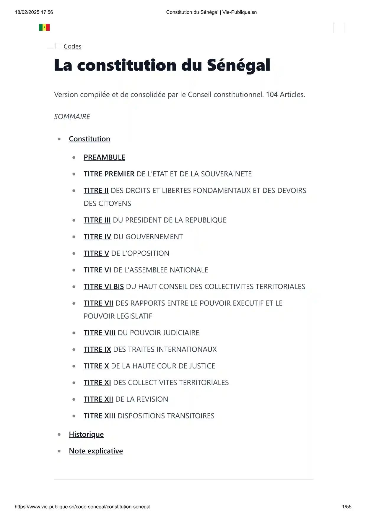 La constitution du Sénégal