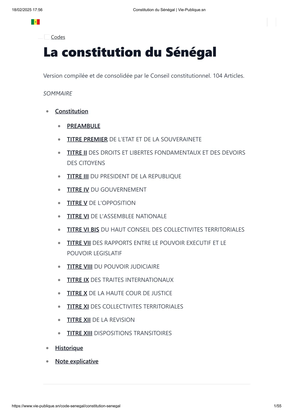 La constitution du Sénégal