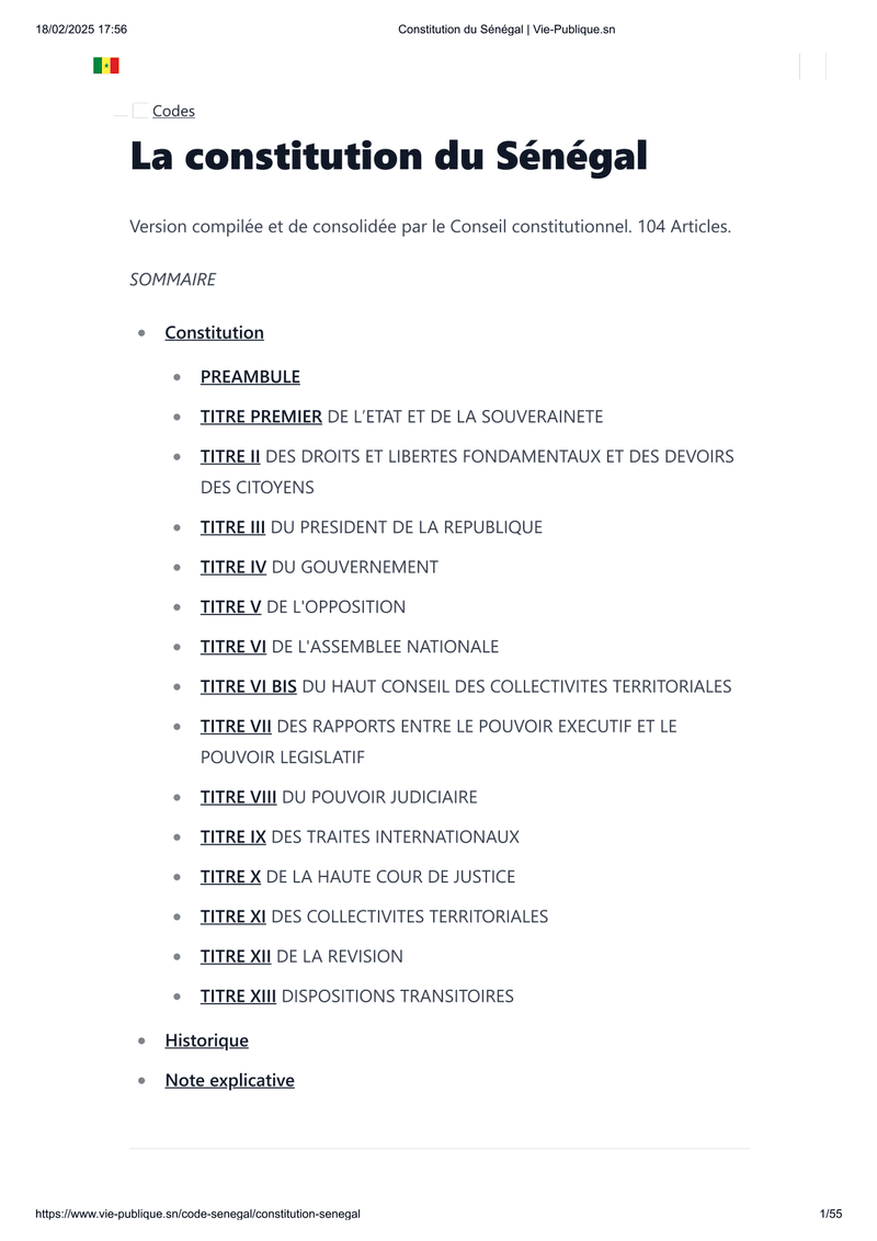 La constitution du Sénégal
