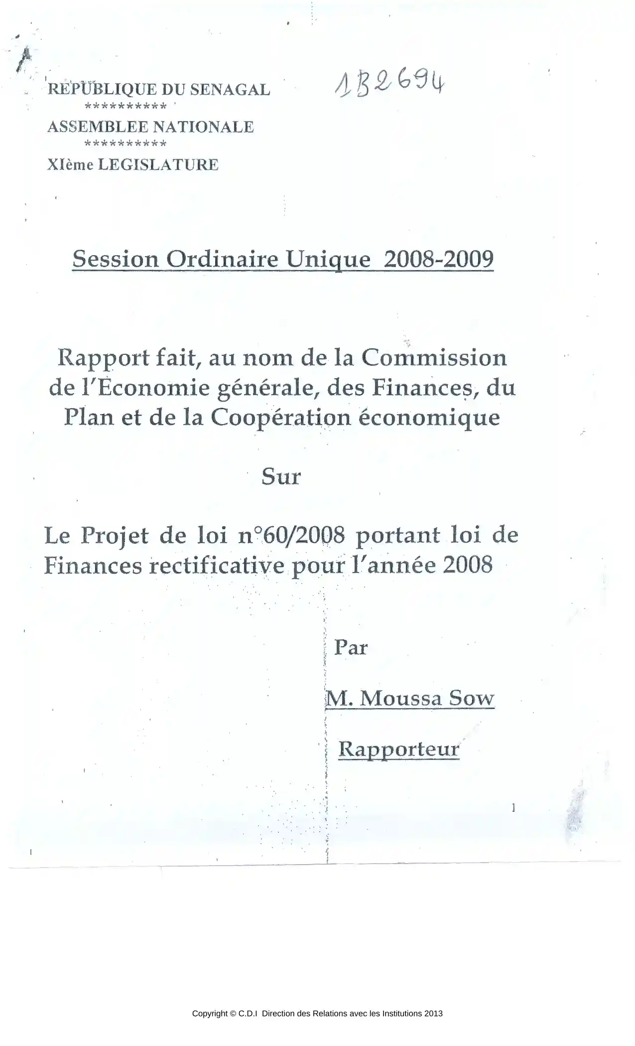 Loi de Finances rectificative pour l'année 2008