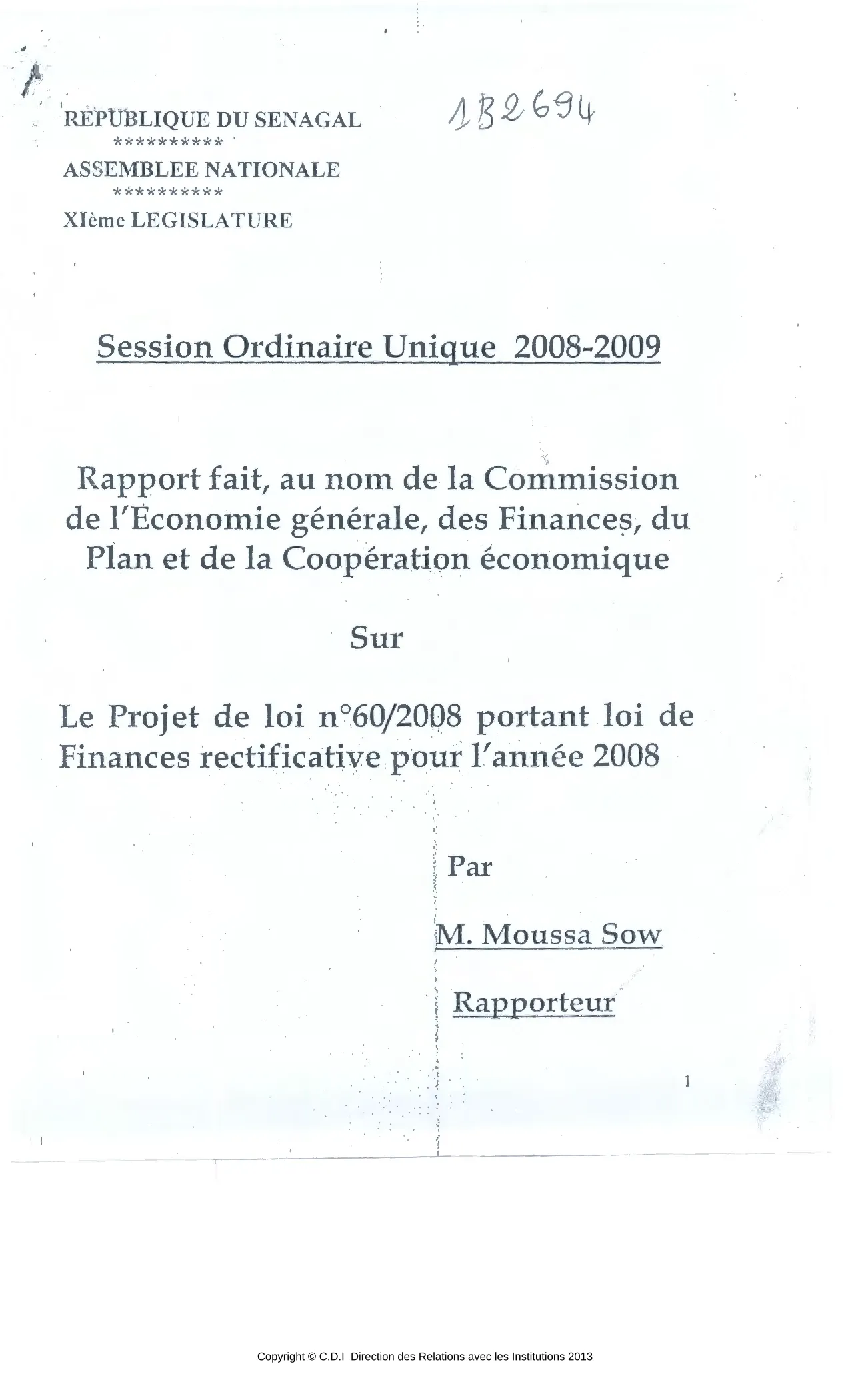 Loi de Finances rectificative pour l'année 2008