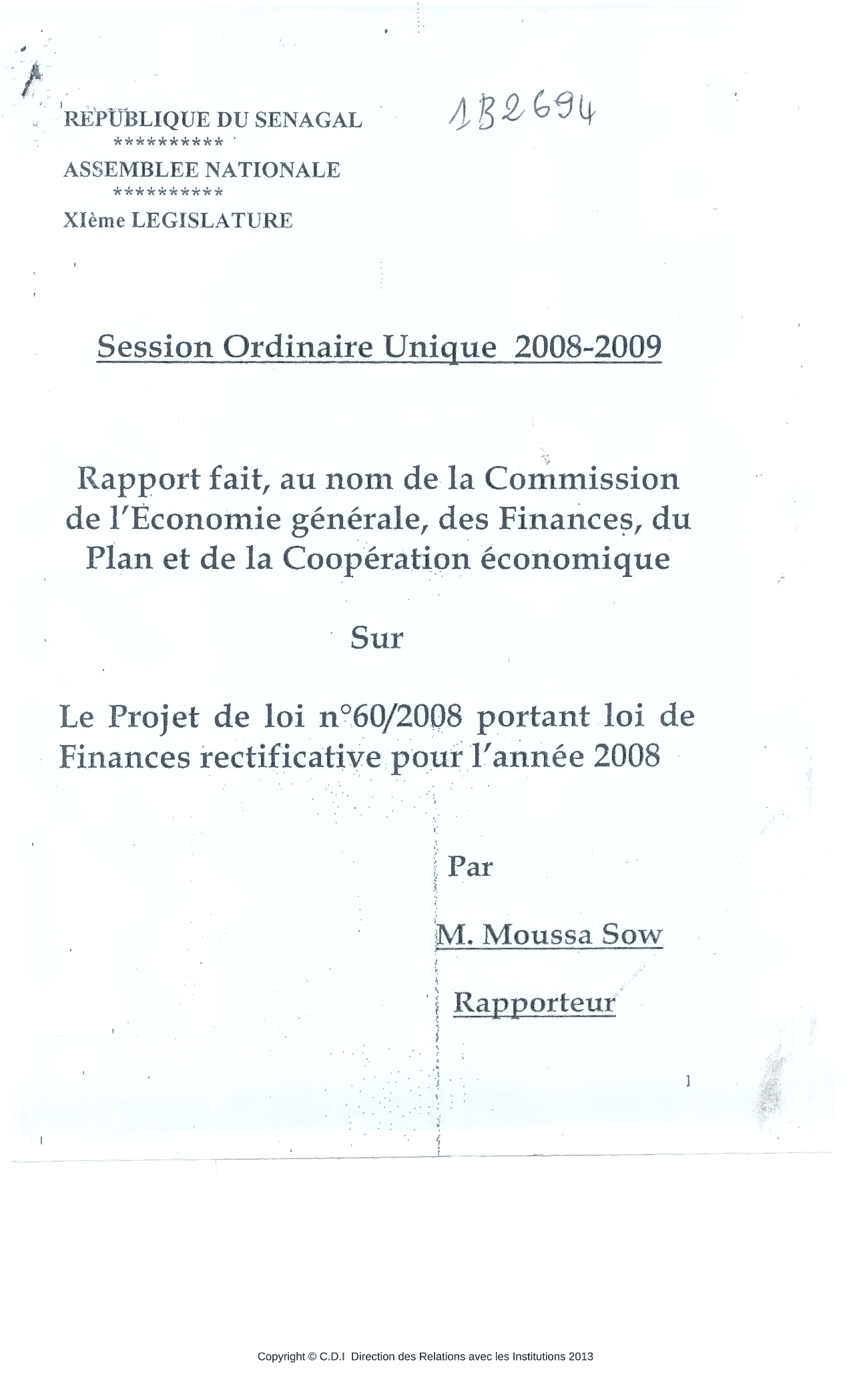 Loi de Finances rectificative pour l'année 2008