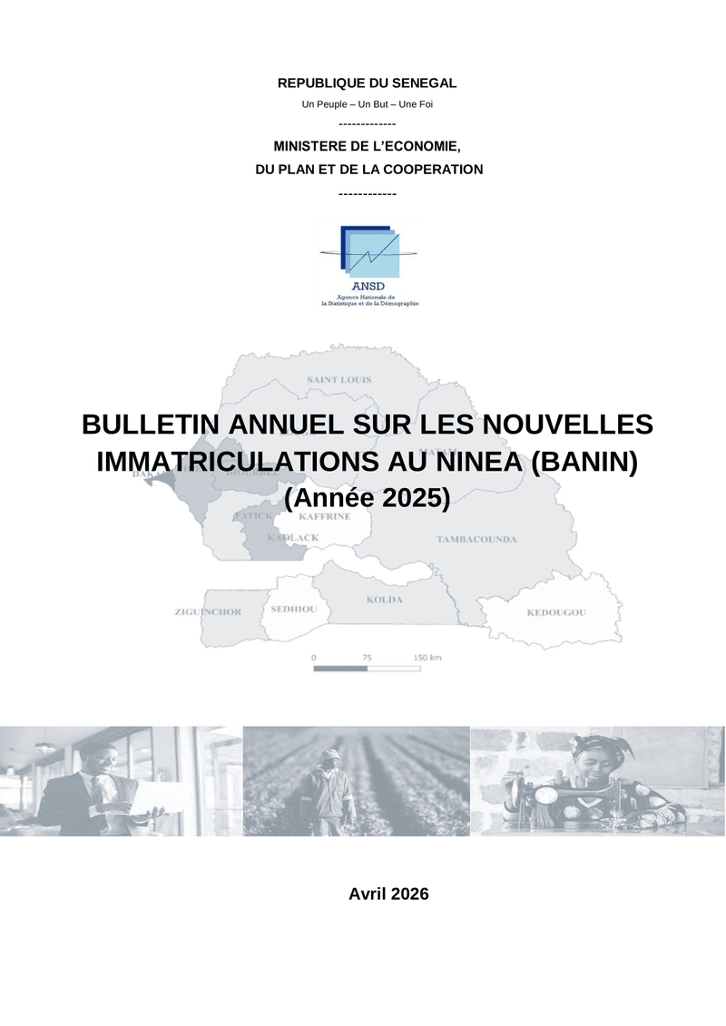 Bulletin annuel sur les nouvelles immatriculations au NINEA (BANIN) 2025 – ANSD
