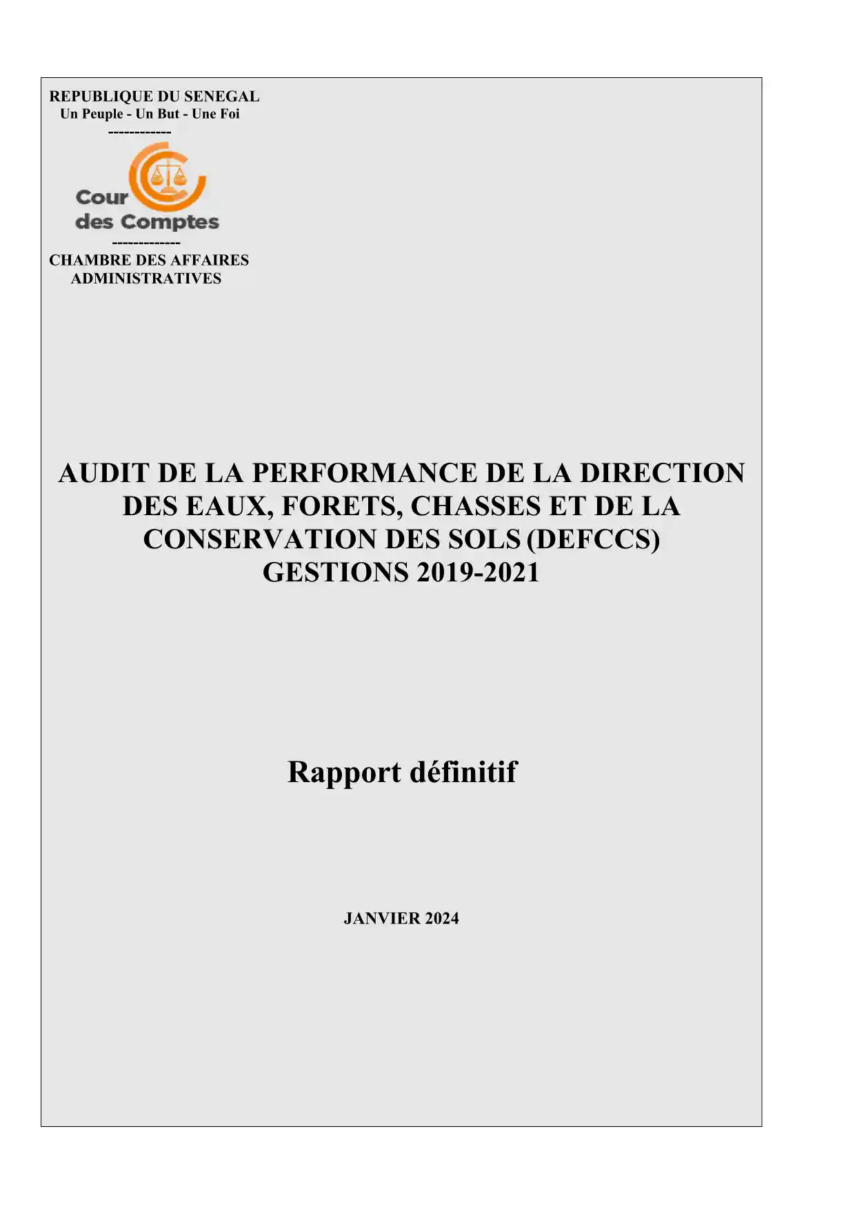 Cour des comptes Rapport contrôle de la gestion de la DEFCCS (2019-2021)