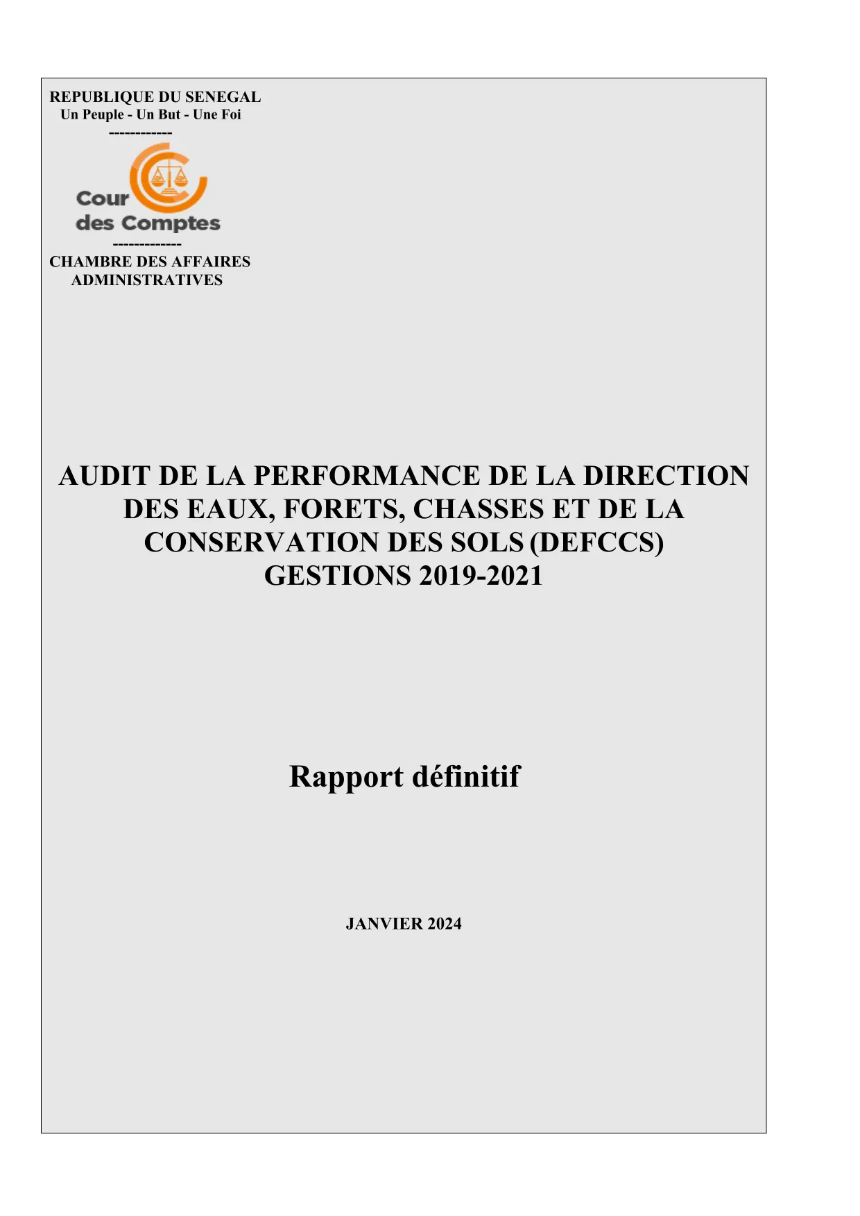 Cour des comptes Rapport contrôle de la gestion de la DEFCCS (2019-2021)
